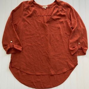 Lily White rust orange blouse